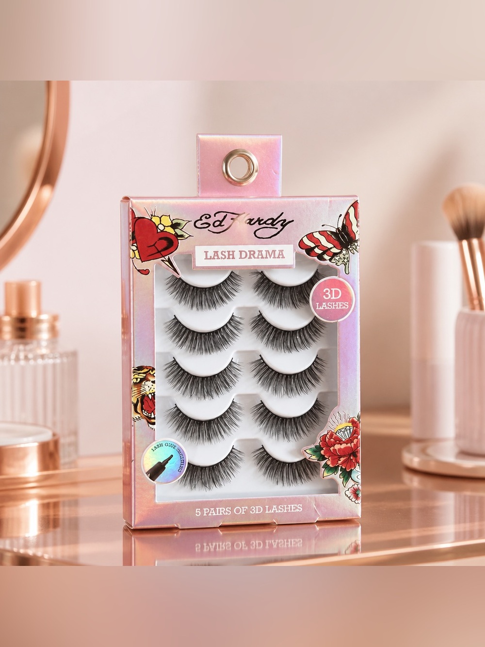 Ed Hardy Lash Drama 5 Pairs 3D False Eyelashes Black